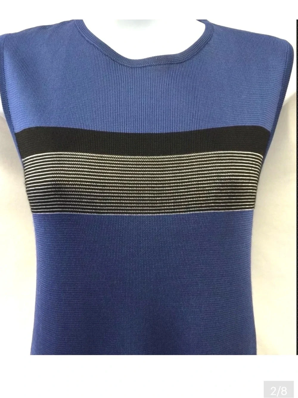 LAUNDRY Shelli Segal Dress Career Sleeveless Knit Shift Blue Black